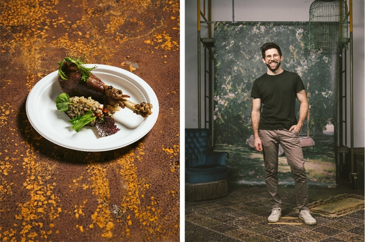 Carlos Teixeira (Herdade do Esporão, 2 Sóis Guia Repsol 2025), toma as rédeas do lume no domingo, dia 21 (fotografia do prato de Joana Freitas e retrato de Manuel Manso)