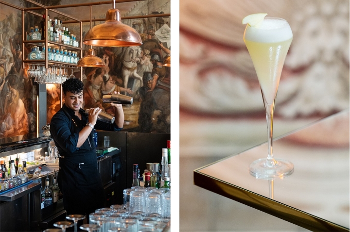 Hudison Santos prepara o Lost in Translation com gin, espumante, maçã e uva branca