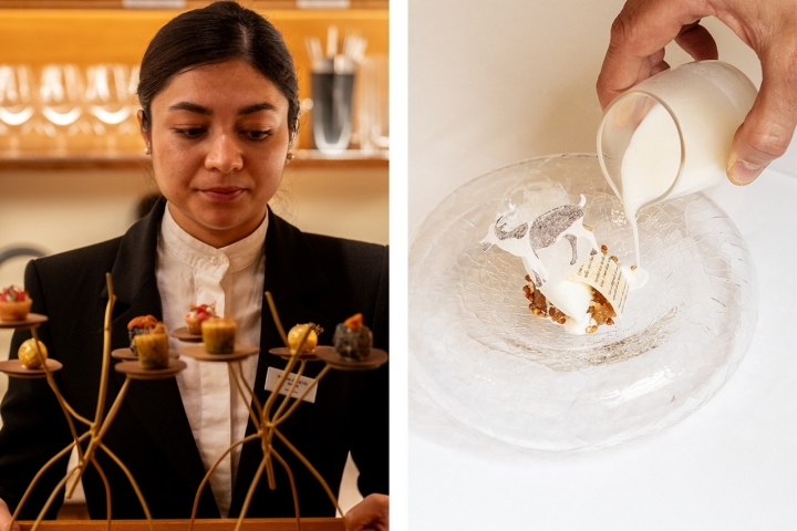 Os petit fours, à esquerda, e, à direita, a Cabra “espertalhona”