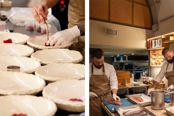 Os lombos de peixe que são cortados geometricamente iguais