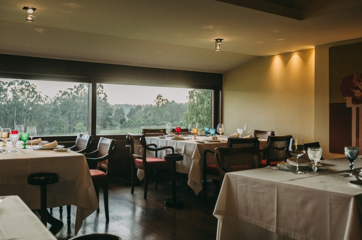 O restaurante tem vista para as vinhas da Quinta de São Gião