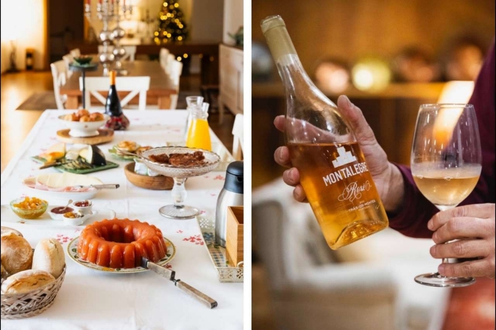 Aqui brinda-se com vinho Mont'Alegre, projeto do enólogo Francisco Gonçalves e do irmão Paulo