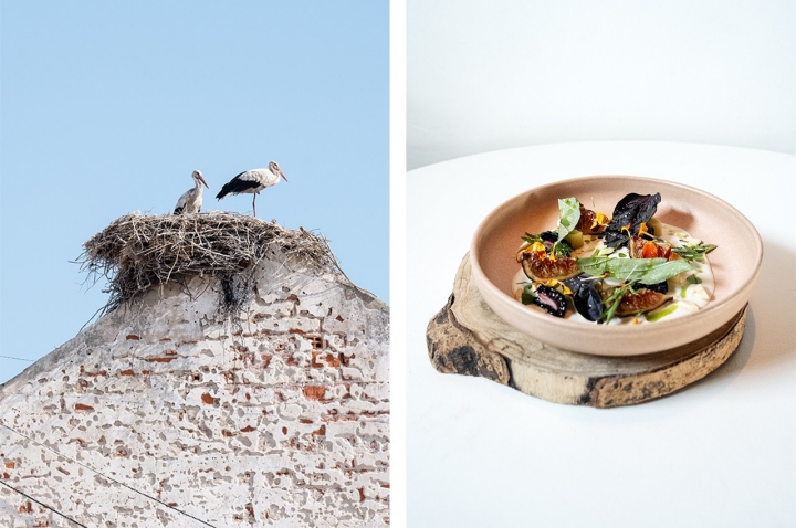 As habitantes mais conhecidas da Comporta, à esquerda, e ajo blanco com alho francês braseado e figos, à direita, uma das novidades do verão do Cavalariça.