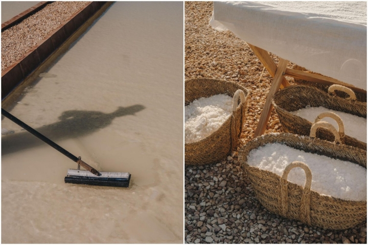 Fotomontaje de la cosecha de la sal.