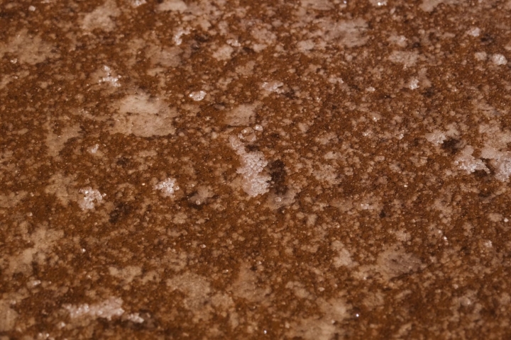 Detalle de la flor de sal cristalizando en una balsa.