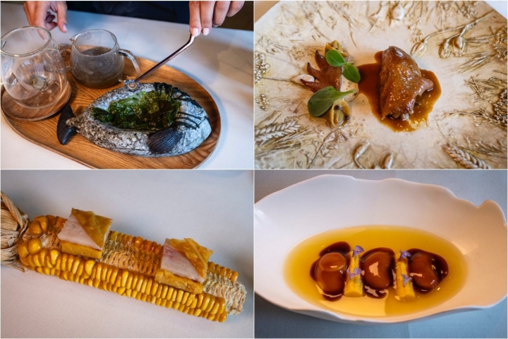 Algunos pases del menú degustación del restaurante Casa Marcial (Asturias).