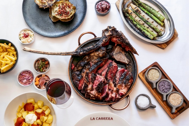 Platos de la parrilla de carne argentina La Cabrera (Madrid)