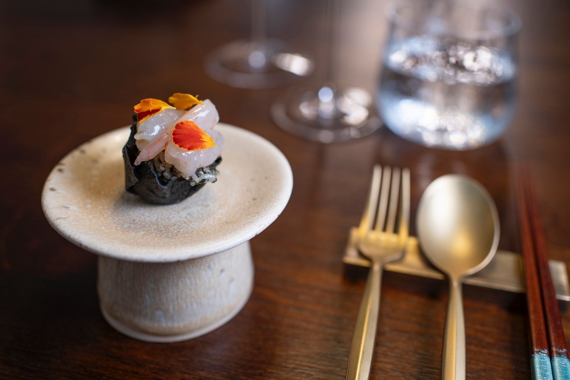 Gim Bugak, arroz, nori y gambitas.