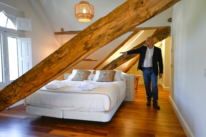 Las vigas vistas de la estancia Rosa de los Vientos.