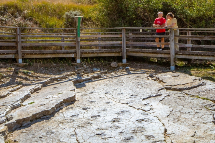 Pueblos abandonados e icnitas ribera Cidacos gente con icnitas
