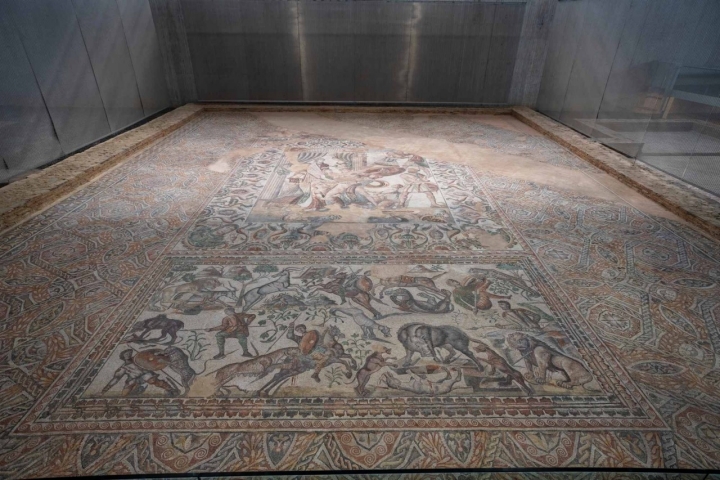 En el salón principal (‘oecus’), un mosaico maravilloso de 175 m2.